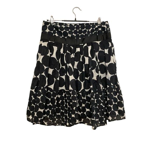 Zara Basic Silk Cotton Midi Skirt Size Large Pleated Black White Dot Flowy READ‎ - Picture 2 of 6